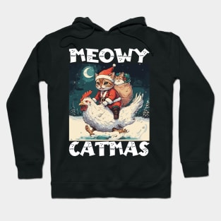 Meowy Catmas - 2, Funny Cute Cat on a Chicken Hoodie